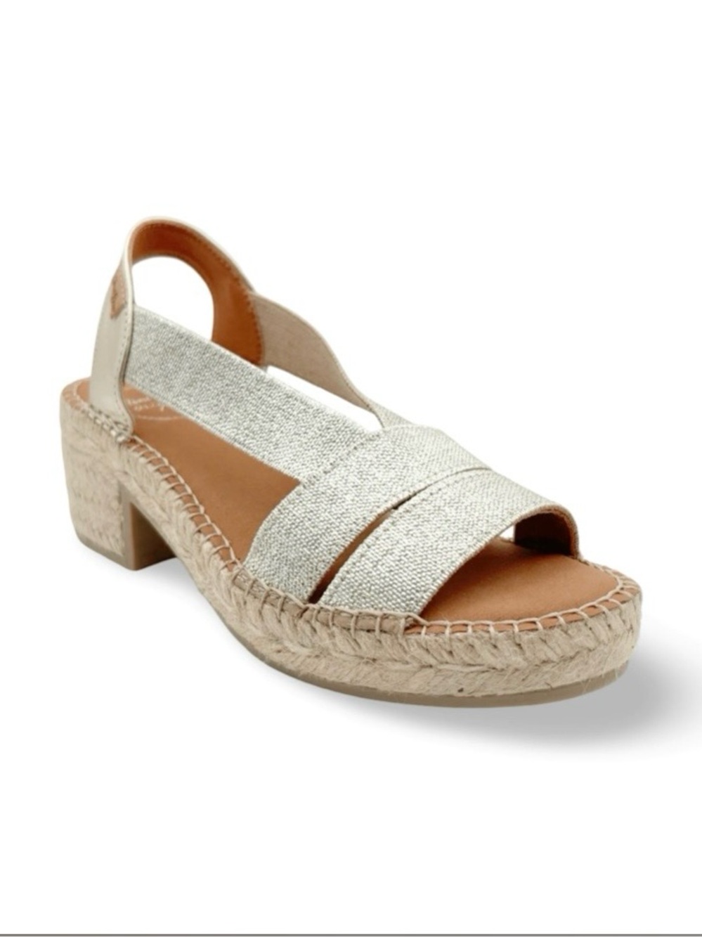 Sparkle Slingback Espadrille Sandal in Metallic Beige